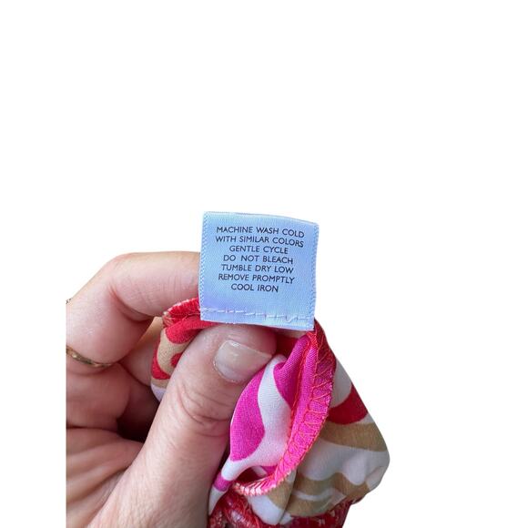 Natori Tie Waist Cowlneck Cap Sleeve Abstract Seashell Mini Dress - S - Picture 9 of 10